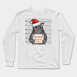 I Knocked over Christmas Tree Funny Cat Long Sleeve T-Shirt
